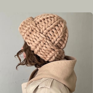 Women's wool knit hat, Super Chunky Beanie, Chunky Knit Beanie, Winter Knit Hat