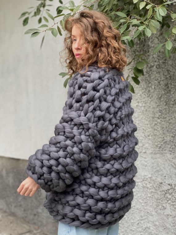Super Chunky Cardigan, Long Sleeves Knit Cardigan, Oversized