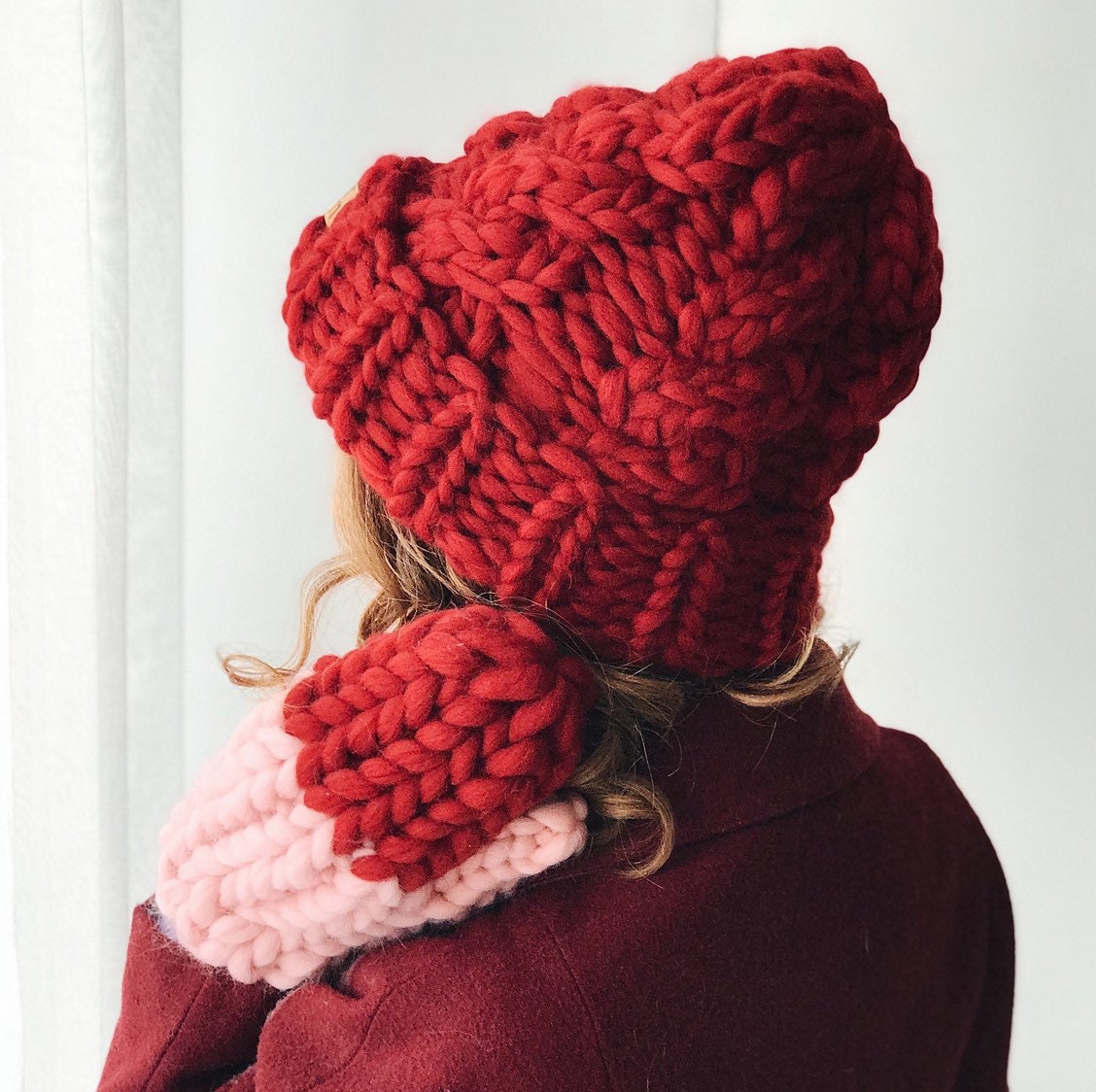 Women's wool knit hat Knit Hat Marsala Cable Knit Hat Etsy