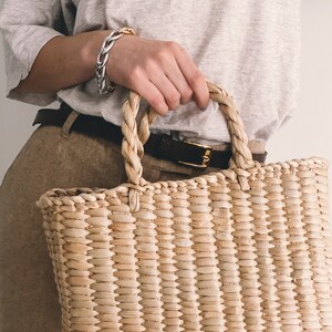 Straw Bag French Market Basket, Straw Tote with handles image 9