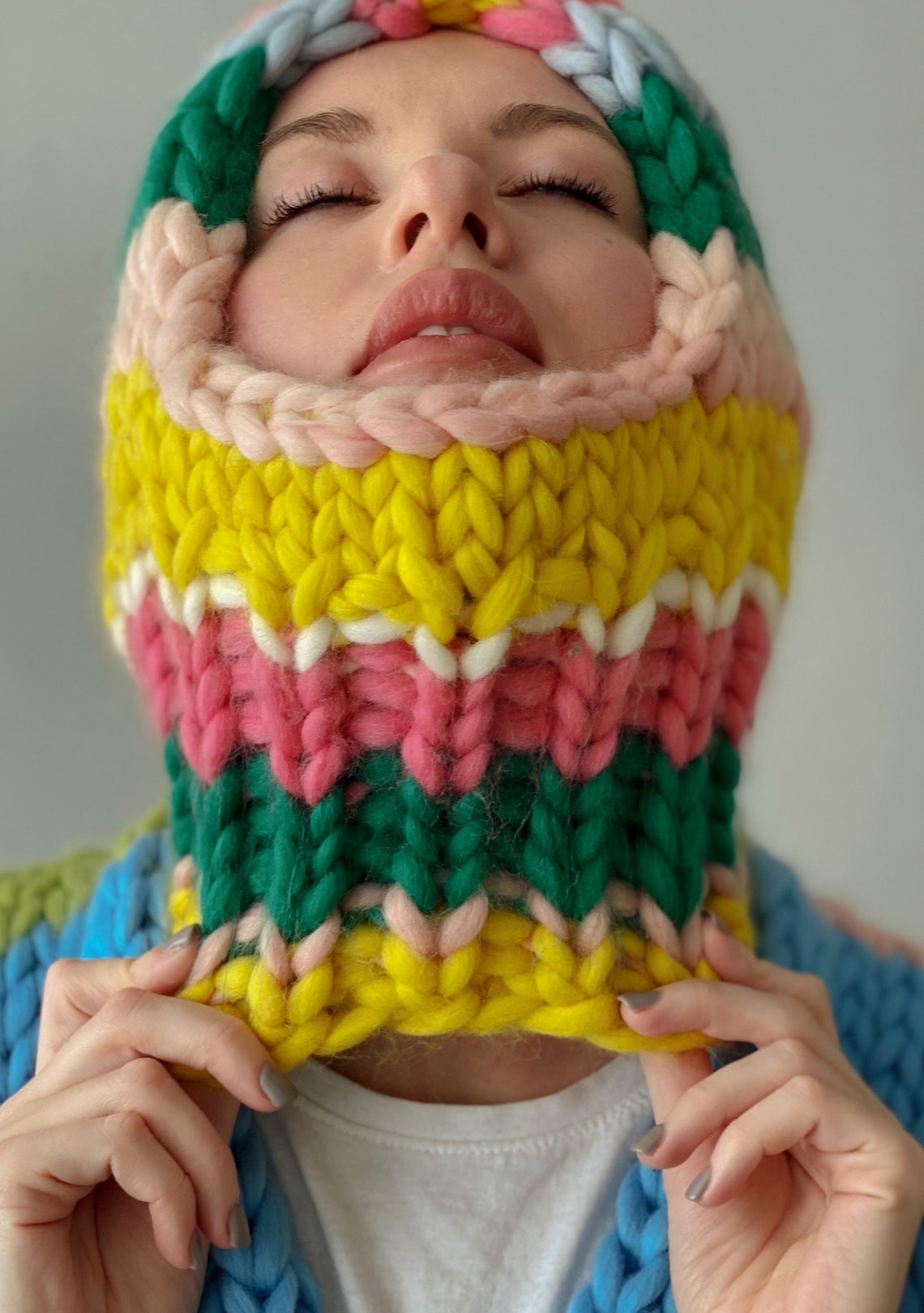 Womens Knit Balaclava Chunky Knit Balaclava Hat Etsy