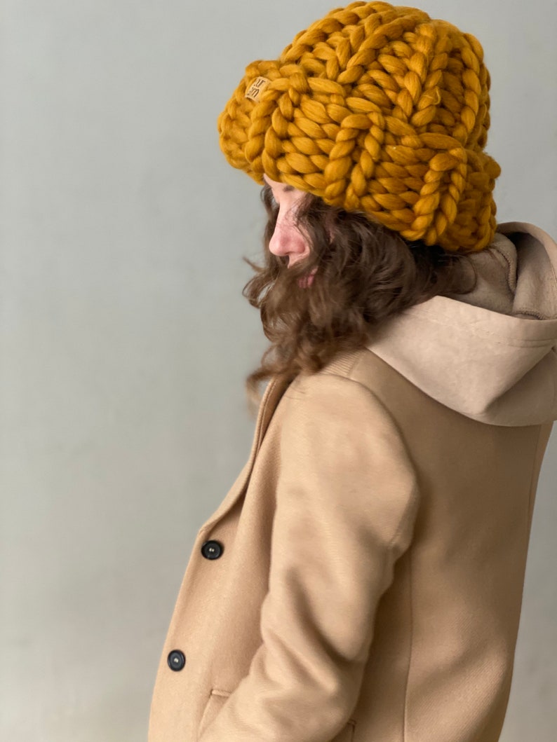 Chunky Knit Beanie Womens Wool Hat Super Chunky Knit Hat Etsy