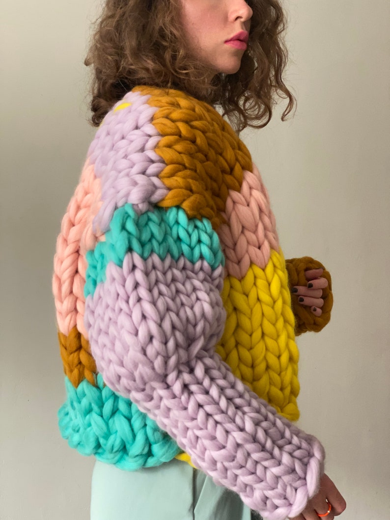 Knit Cropped Cardigan Chunky Knit Cardigan Oversized Wool - Etsy