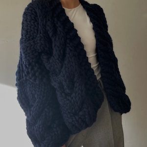 Oversized Cable Knit Cardigan Sweater Knitting Pattern image 9