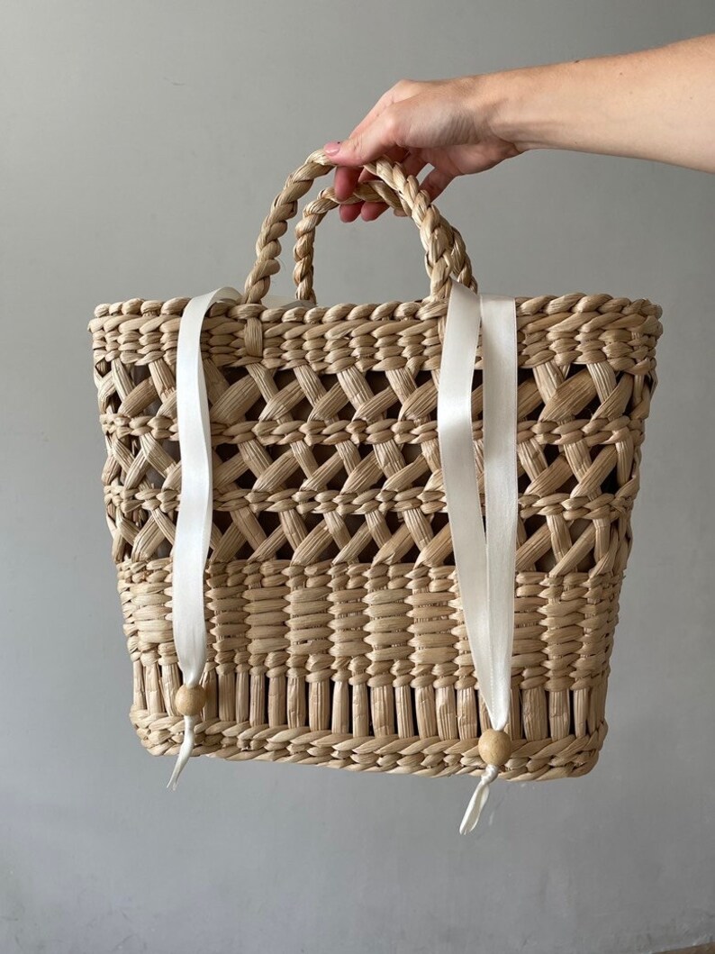 Large Woven Beach Bag, Woven Shopper Bag image 2