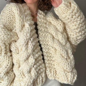 Oversized Cable Knit Cardigan Sweater Knitting Pattern image 3