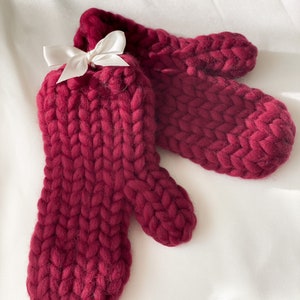 Knitted Mittens, Cozy Wool Hand Knit Mittens, Women’s Winter Gloves