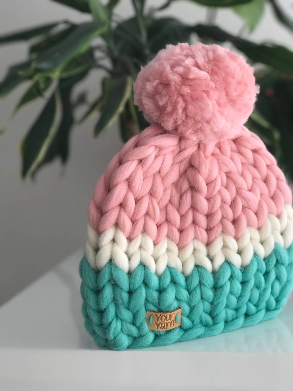 Womens Pom Pom Hat Knit Hat With Pom Pom Chunky Knit Hat Etsy