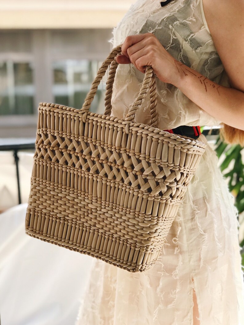 Large Woven Beach Bag, Woven Shopper Bag image 8