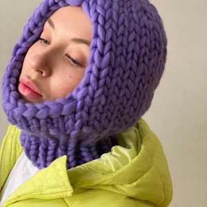 Cagoule en tricot pour femme, bonnet cagoule en tricot épais