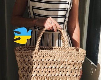 Large Woven Beach Bag, Woven Shopper Bag