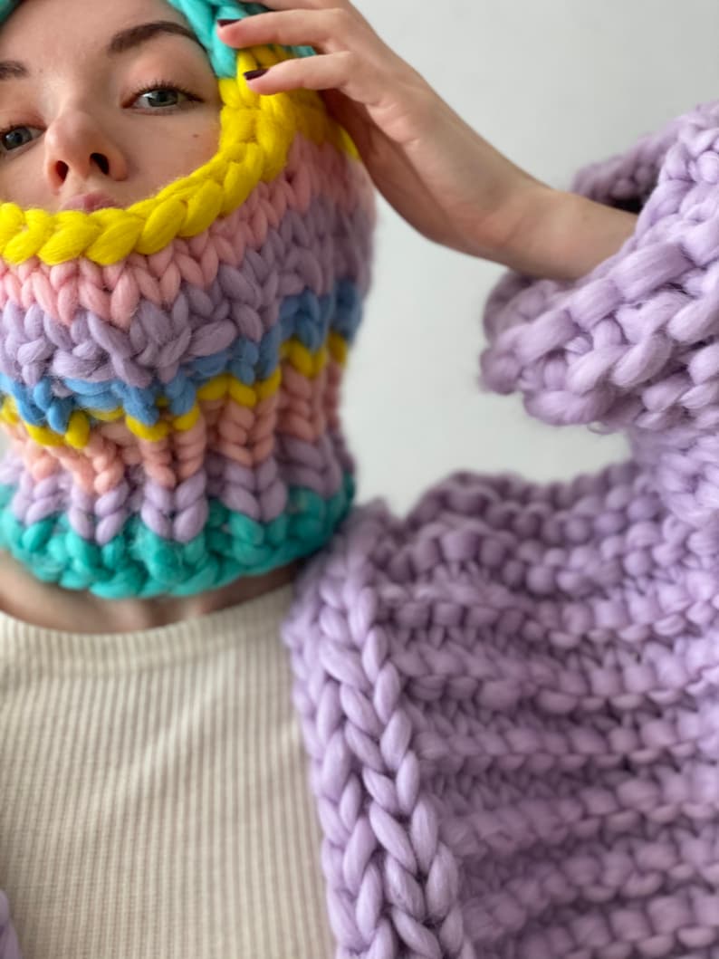Womens Knit Balaclava Chunky Knit Balaclava Hat Etsy