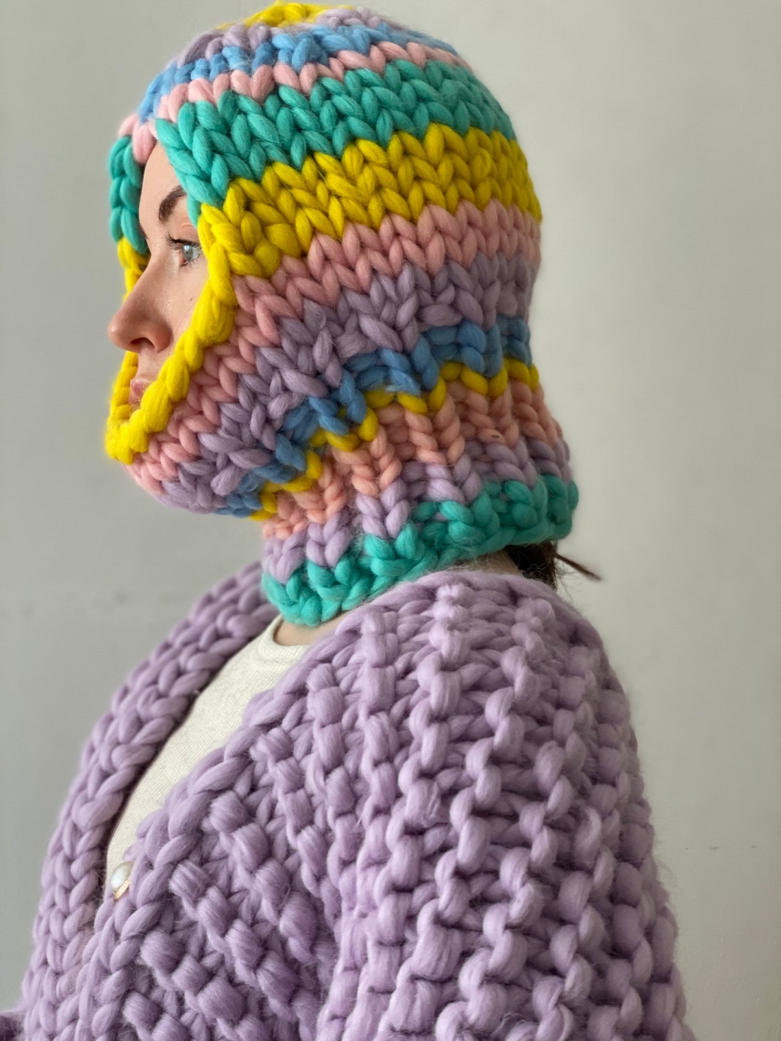 Womens Knit Balaclava Chunky Knit Balaclava Hat Etsy