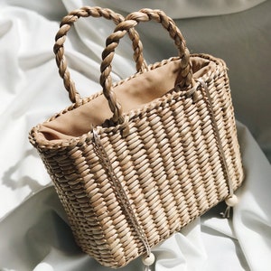 Straw Bag French Market Basket, Straw Tote with handles image 6