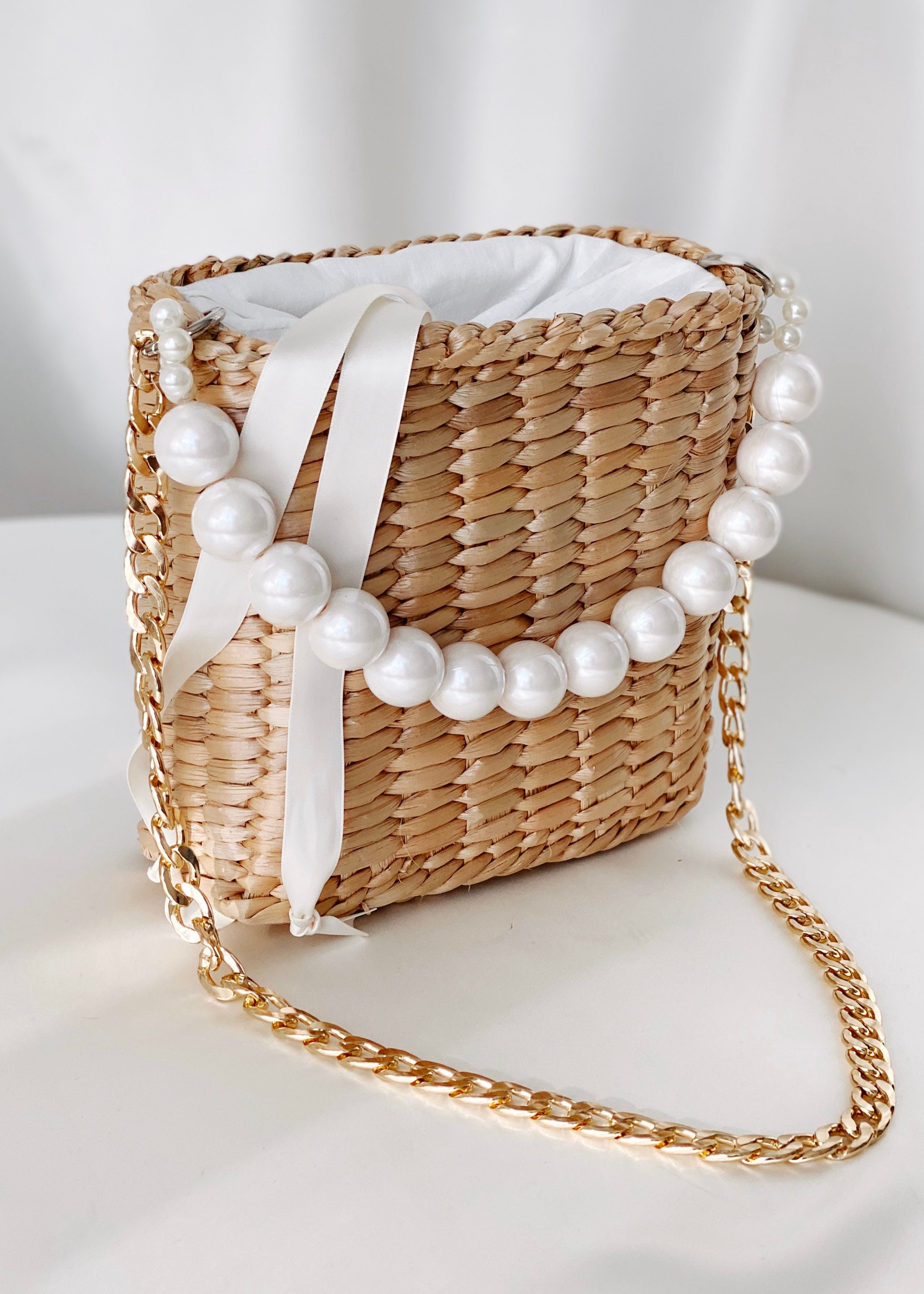 pearl straw bolsa