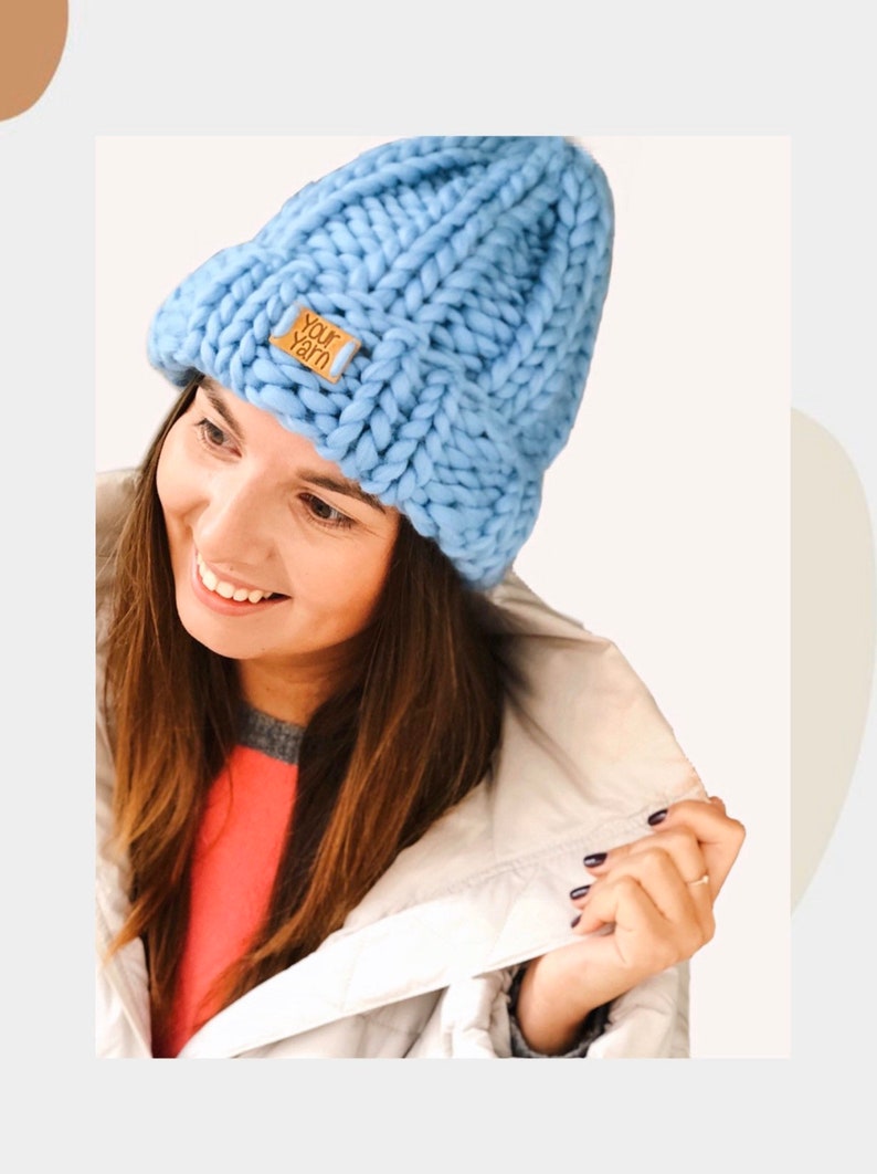 Super Chunky Hat, Womens Chunky Knitted Beanie Sky