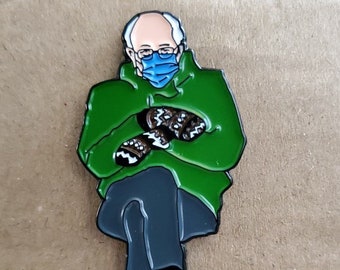 ENAMEL PIN Chairman Bernie LARGE  sitting with mittens meme