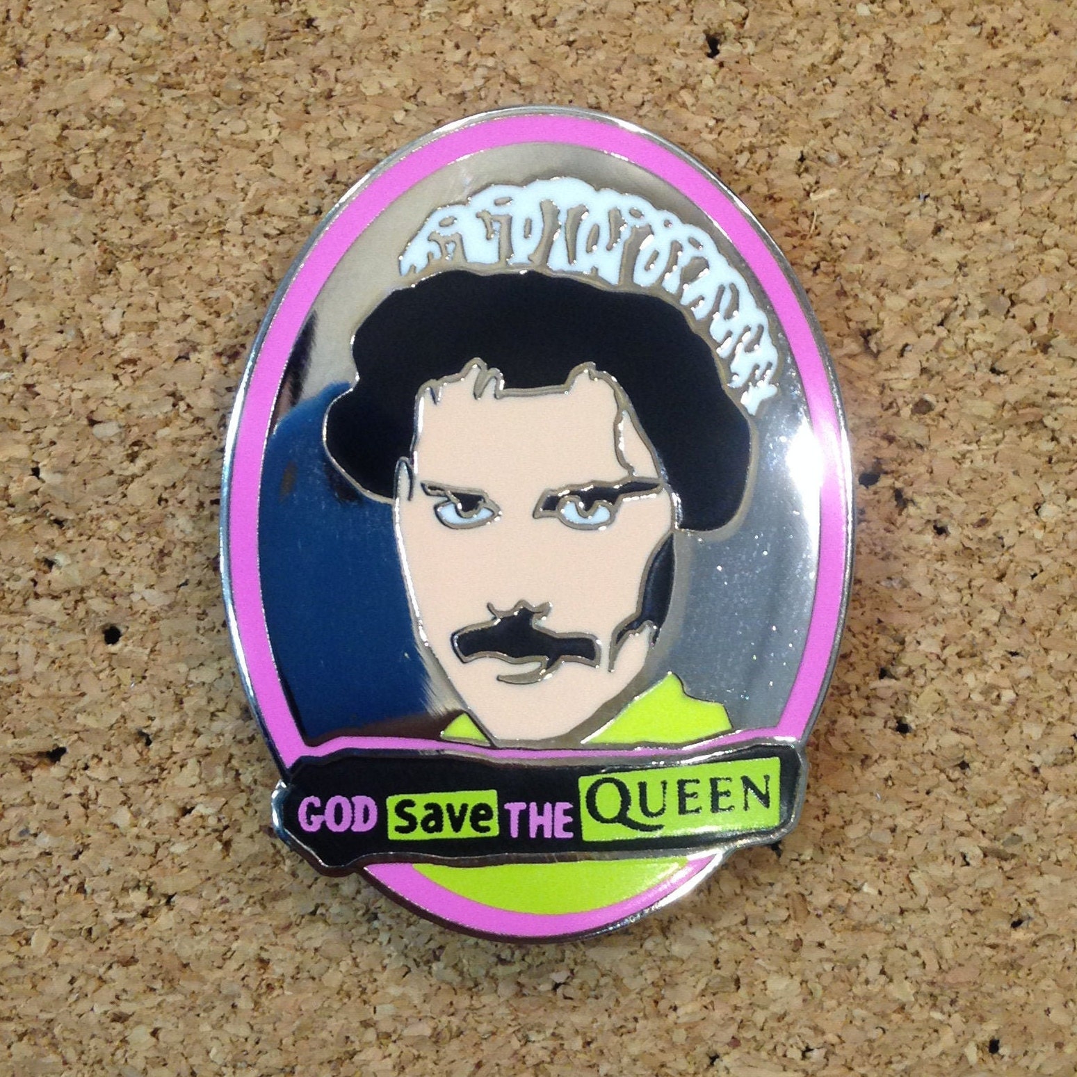 God Save the Queen ENAMEL Pin Freddie Mercury / Sex Pistols Parody