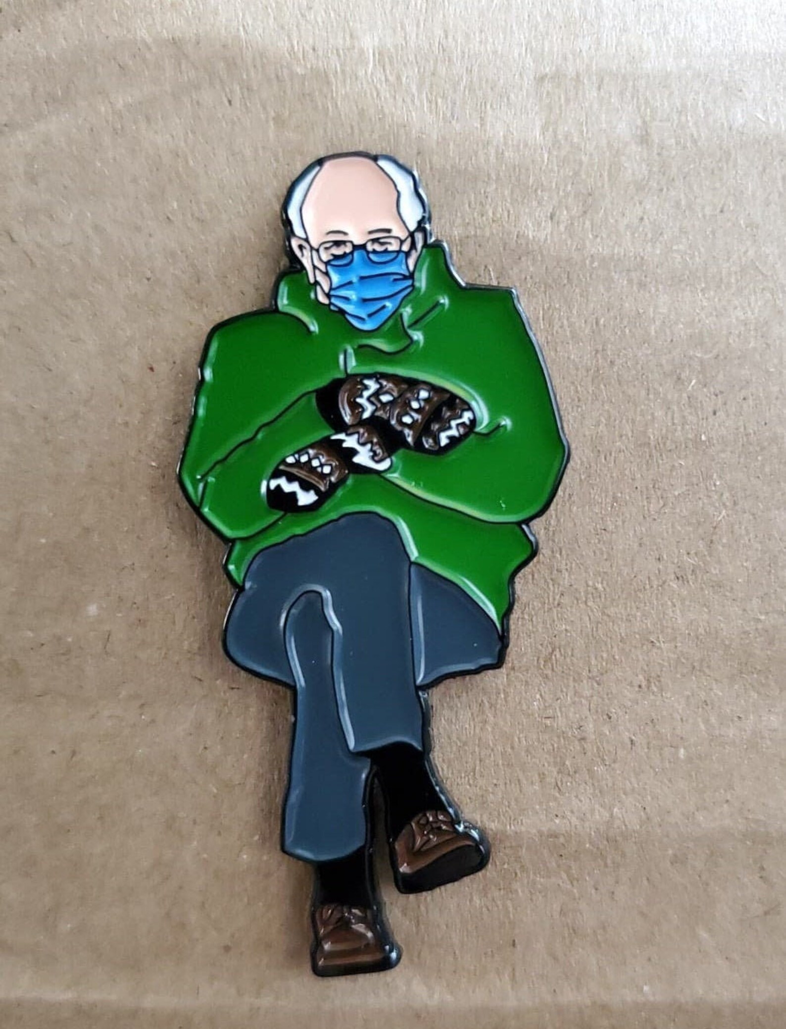 ENAMEL PIN Chairman Bernie LARGE Sitting With Mittens Meme - Etsy