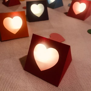 3D Dreieck Herz Die Cut Dekoration für Batterie Teelichter SVG Digital Download für Cricut Silhouette