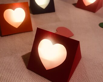 3D Triangle Heart Die Cut Decoration for Battery Tea Lights SVG Digital Download for Cricut Silhouette