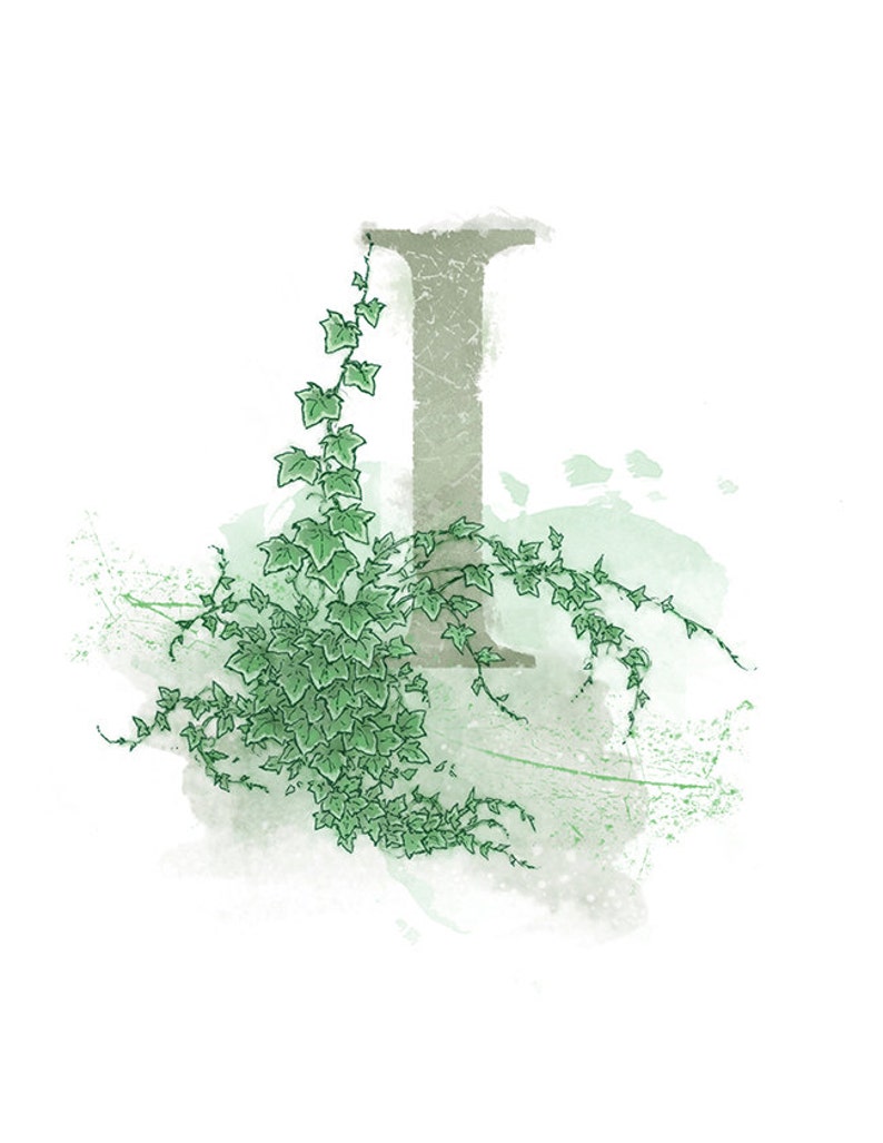 letter i ivy nature alphabet art 85 x 11 print etsy