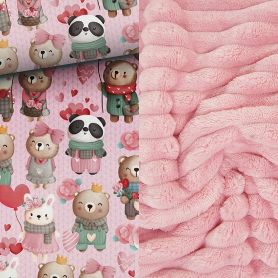 Blanket With Animals and Hearts in Love _ Pandas Teddy Bears Etsy