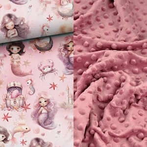 Bedspread, preschooler's blanket or baby's blanket _ 4 sizes _ Mermaids and pink minky or waffle cotton to choose from image 1