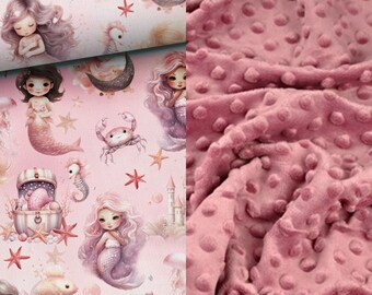 Bedspread, preschooler's blanket or baby's blanket _ 4 sizes _ Mermaids and pink minky or waffle cotton to choose from