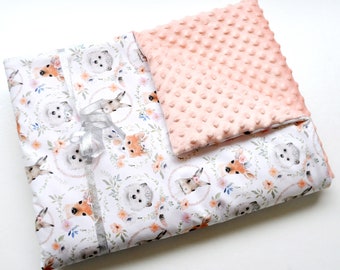 MINKY BLANKET _ 3 sizes too choose _ MOJAMAJA _ Blanket with fairy-tale animals and minky _ Blanket for girl