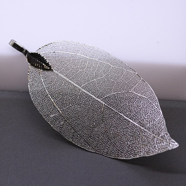 Silver Real Leaf Dipped Pendant, Real Leaf Jewelry, Three inches, Natural Jewelry Component, 1 pc or 10 pcs, WHOLESALE