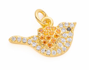 Gold Dove cz Charme, Vredessymbool Sieraden, Dove Sparkly vogel charme, duif sieraden voor geliefden, 15mm, CPG2005