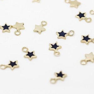 5 pcs of Gold Enamel Stars black, white, light yellow, turquoise, hot pink, baby pink, red, navy blue 5 pcs, 10 pcs, 50 pcs WHOLESALE CPG570