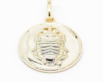 Gold Enclaved Scarab Coin Pendant, WHOLESALE,CPG286