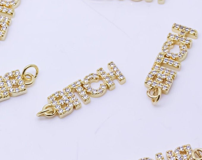 Bridesmaid Gift Gold Or Silver Bitch Full Cz Charm Mp7 1 Pc Or 10 Pcs 16 7x5 5mm My Bitches Bachelorette Party Gifts Wholesale Charms Craft Supplies Tools Vadel Com