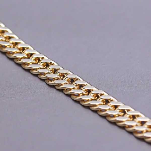 Chaîne cubaine double hélice en or, chaîne cubaine épaisse en or, chaîne cubaine de 6,2 mm d’épaisseur, chaîne de superposition en or, vendre par séquence, EN GROS