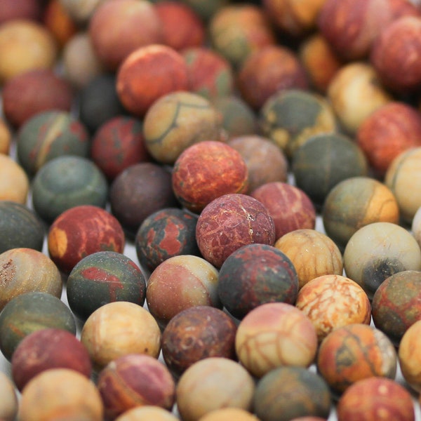 Perles rondes matte Red Creek Jasper, 6mm, 8mm, FULL STRAND, WHOLESALE