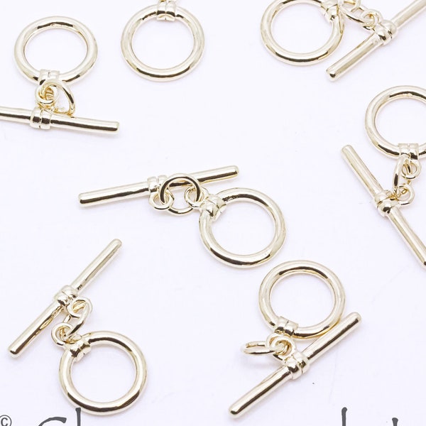 Set of 5 Gold Or Silver Plain Toggle Clasps, 10mm, OT Clasp, 5 sets, 10 sets or 50 sets, WHOLESALE, CLG043,CLS043