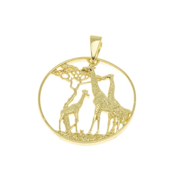 Giraffe Pendant Under African Baobab Tree ,large Giraffe Gold 
