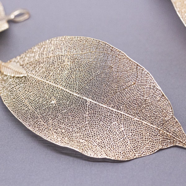 Gold Dipped Real Leaf Pendant, Real Leaf Jewelry, Three inches, Natural Jewelry Component, 1 pc or 10 pcs, WHOLESALE