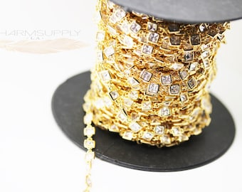 CZ Chain by Foot, Bulk Chain by Foot, CZ Square Chain