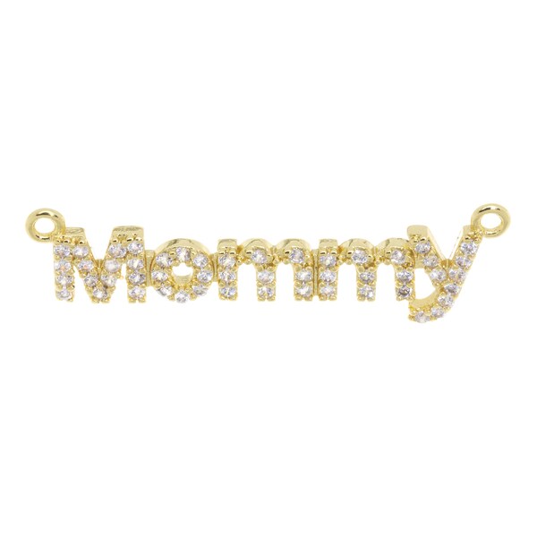 Mommy Monogram Connector Charm For Necklace,Monogram Mommy Word Connector Charm,Gold Mommy Necklace Charm,CNG047