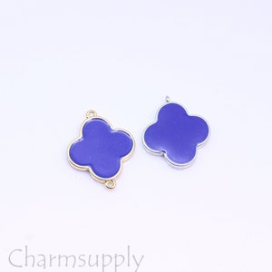 Gold or Silver Enamel Seamless Clover Connectors, 8mm, 10mm, 12mm, 15mm, 7 colors options, 1 pc or 10 pcs, WHOLESALE ECL101-108 image 6