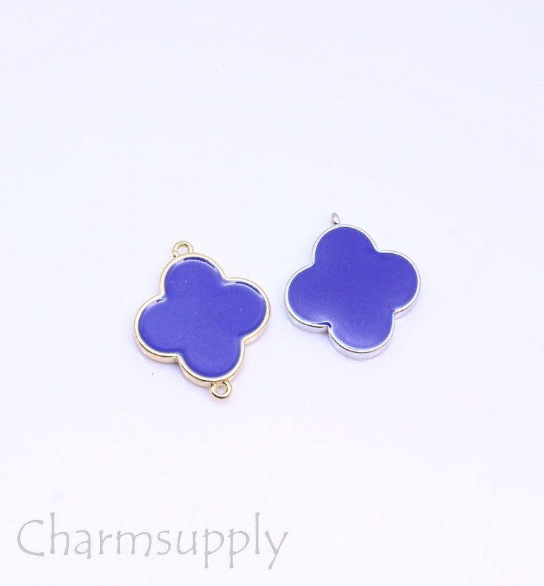 Gold or Silver Enamel Seamless Clover Connectors, 8mm, 10mm, 12mm, 15mm, 7 colors options, 1 pc or 10 pcs, WHOLESALE ECL101-108 image 6