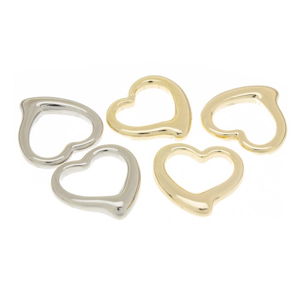 Gold or Silver Open Balloon Heart Pendant, 23mm elongated Balloon Heart Charm, Token of Love, 1 pc or 10 pcs, WHOLESALE,CPG081-CPS081