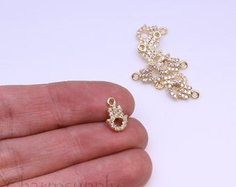 Gold or Silver Tiny Little Hamsa Cz Charm, 8x7mm, Fatima's