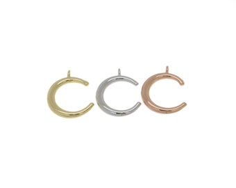 Crescent Moon Pendant Gold, Silver or Rosegold , Plain Moon Crescent Pendant, 1 pc,5pcs or  10 pcs, WHOLESALE,CPG512-CPS512-CPR512