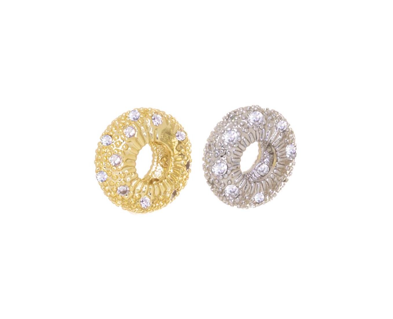 Gold Or Silver Doughnut Spacer With CZ,Donut CZ Gold Or Silver Spacer Beads,Tire Round  Spacers For Jewelry Making,CZ Spacer,SPG069-SPS069