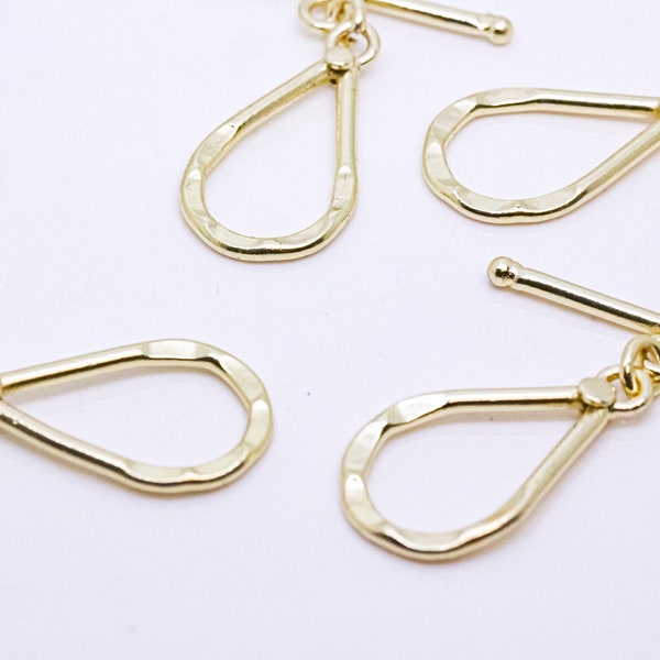 5 sets of Gold Hammered Teardrop Focal Toggle Clasp, 32 x 18mm, Toggle Clasp, Tarnish resistant, 5 sets, 10 sets, 50 sets, WHOLESALE,CLG040