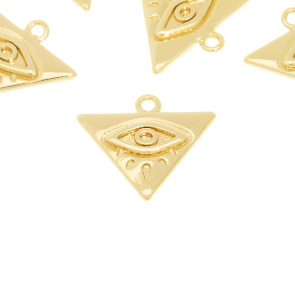 Gold Evil eye Triangle Charm,Turkish Evil Eye Charm,Nazar Evil Eye Charm,Amulet Gold Evil Eye Charm, 1 pcs or 10 pcs, WHOLESALE, CPG108